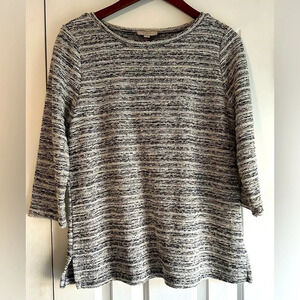 Loft Women’s tunic sweater.  Black & white 3/4 length sleeve Size M
